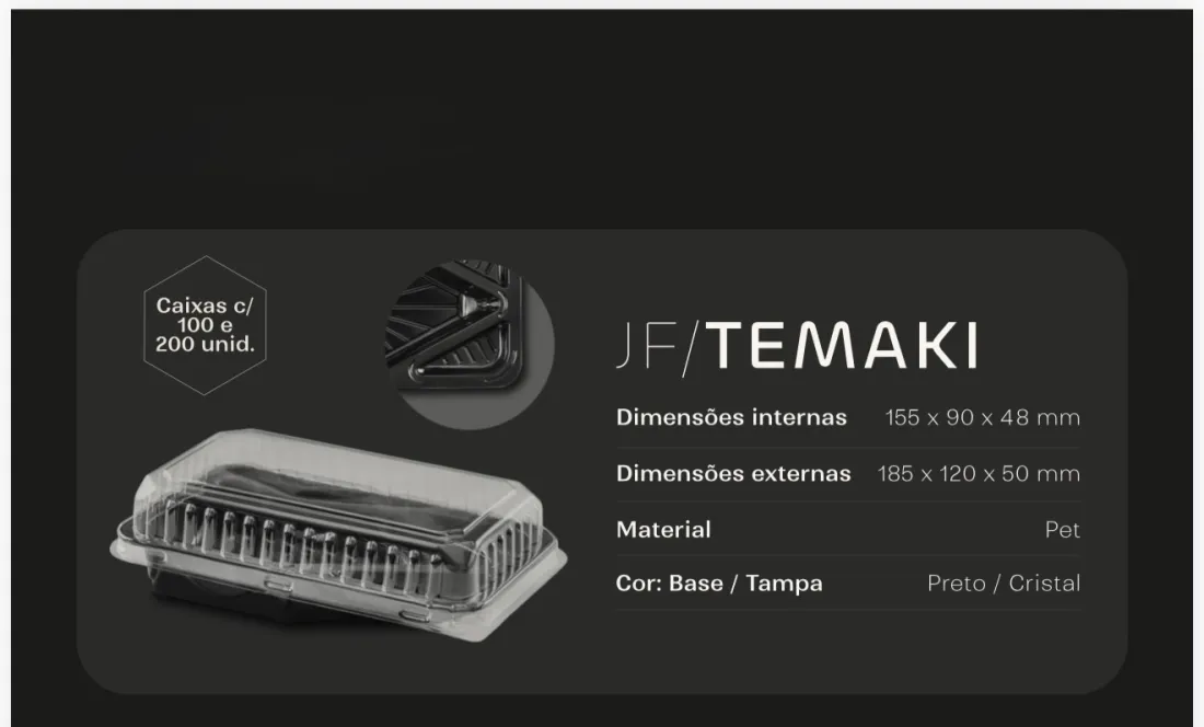 Embalagem Temaki cx 200un